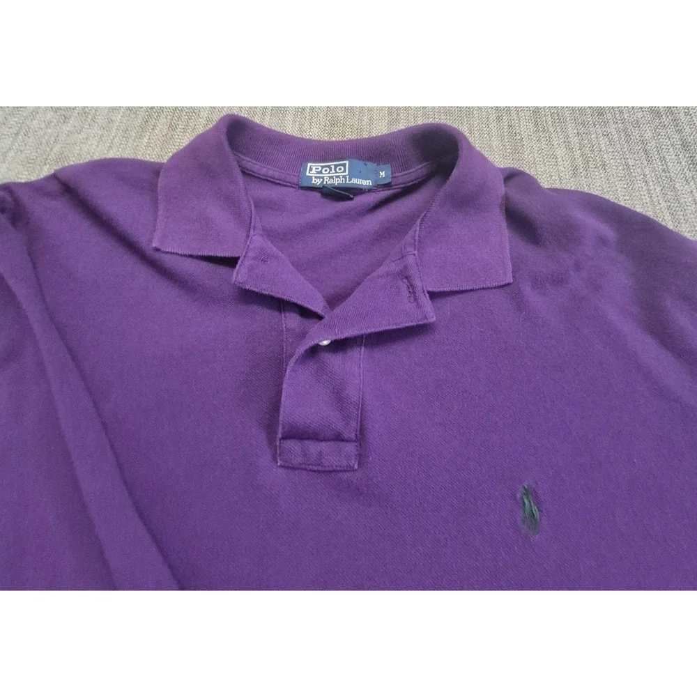Polo Ralph Lauren men's long sleeve purple polo shirt 100% Cotton pullover logo